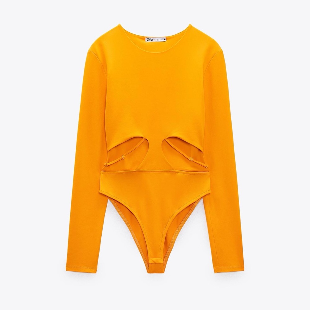 NEW! Zara Orange Long Sleeve Bodysuit Size L